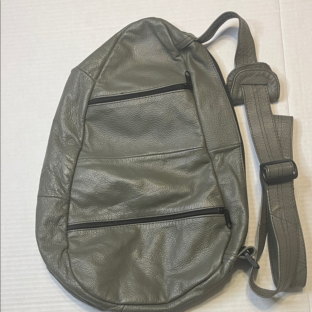 Source Unknown Olive Leather Backpack - image 1